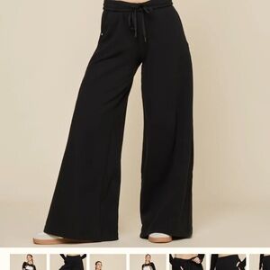 POPFLEX Black Wide-Leg Drawstring Pants